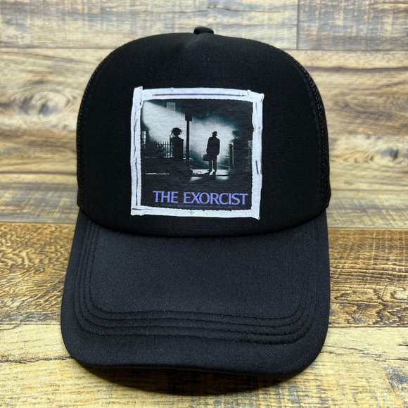 The Exorcist Mens Trucker Hat Black Snapback 1973 Cult Horror Movie Baseball Cap - Picture 2 of 8
